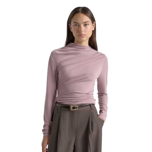 Cue Crepe Mesh Gathered Top